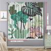 Green Teal Tropical Leaf & Hibiscus Print Curtains Set of 2 Rod Pocket Semi Sheer for Living Room Bedroom Decor