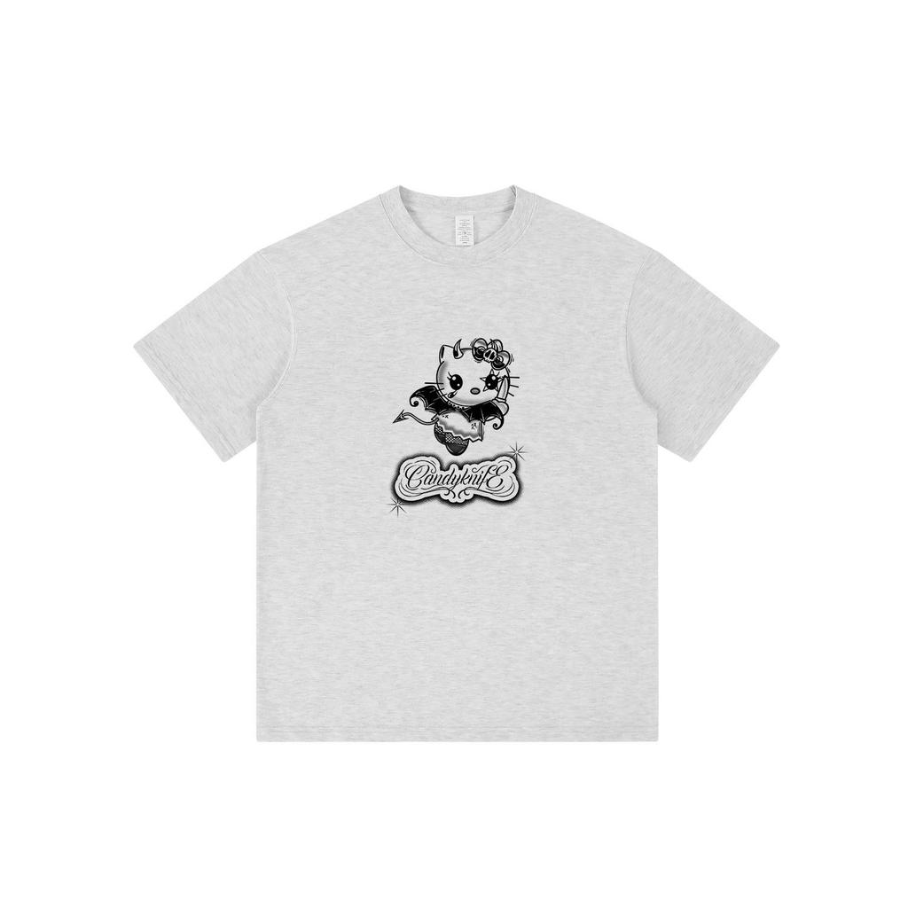American Retro Short Sleeve Kitten Cartoon Women's Loose Top