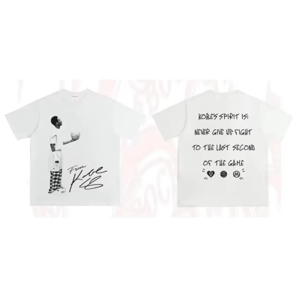 2026 Kobe Looked Up At The American Heavy Cotton Digital Direct Spray To Do Old Street Hip-hop Basketball Long Short Sleeve T-Shirt