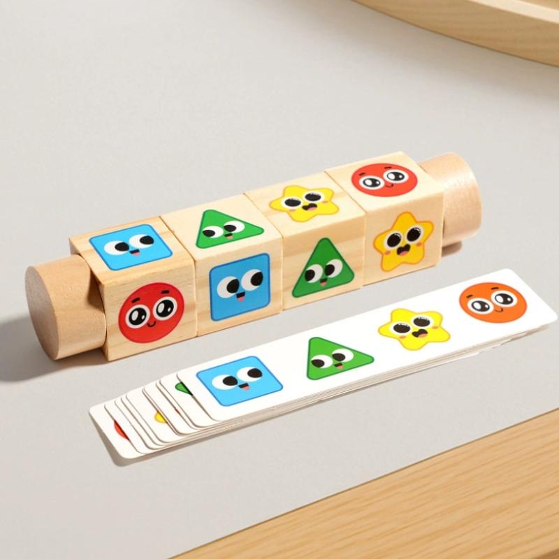 Rotating Building Blocks 3D Cartoon Pattern Cognitive Puzzle Toy For Early Educational Game Learning Activities At Home Classroom Gift A2