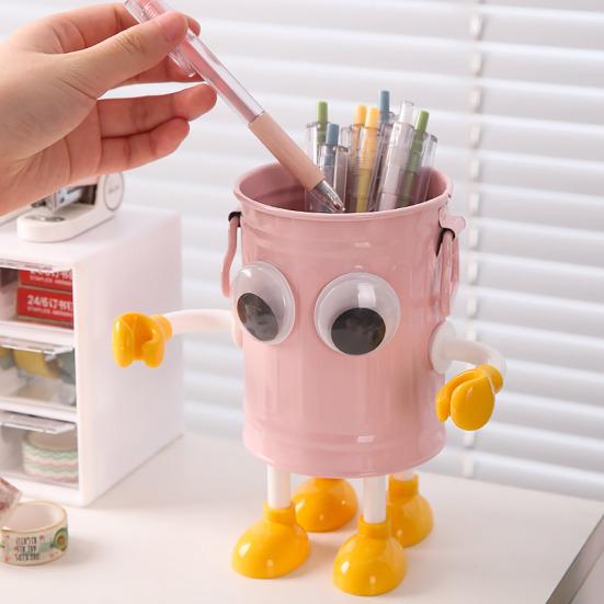 Pen Holder Stand for 20 Pens Cartoon Big Eyes Design Large Caliber Round Workmanship Pen Caddy Pen Storage Rack
