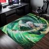 Anime Swordsman Area Rug, Green Wind Theme Non-slip Floor Mat,Decorative Carpet for Gaming Room Bedroom,Washable Home Decor Gift
