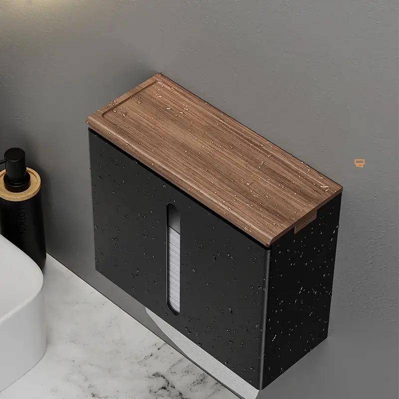 Wooden Tissue Box Napkin Holder Cover, Toilet Paper Handkerchief Case, Wood Home Wipe Organizer, Bathroom and Kitchen