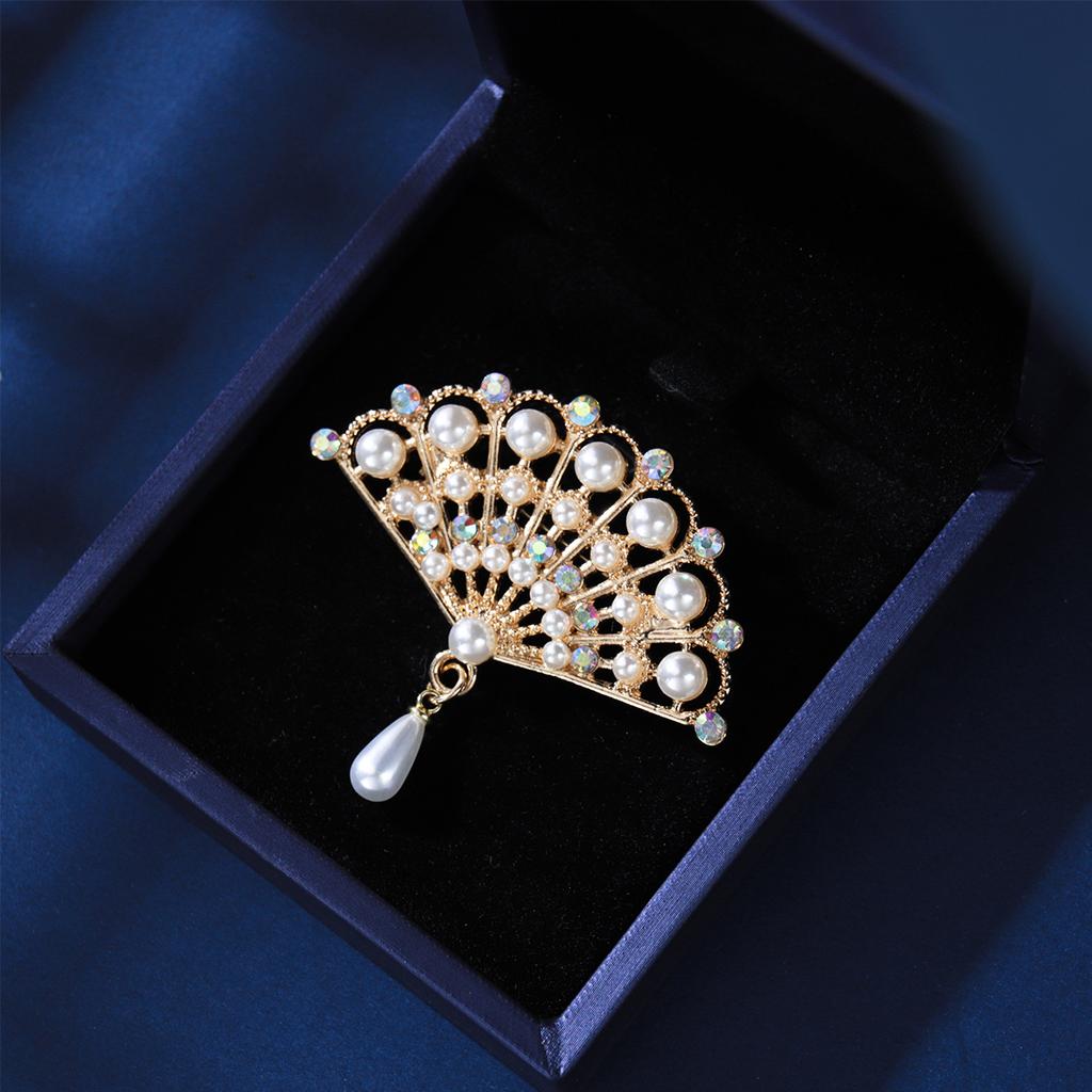 New Chinese Antique Fringed Fan Brooch Hollow Temperament Brooch High-End Fashion Autumn And Winter Coat Coat Accessories