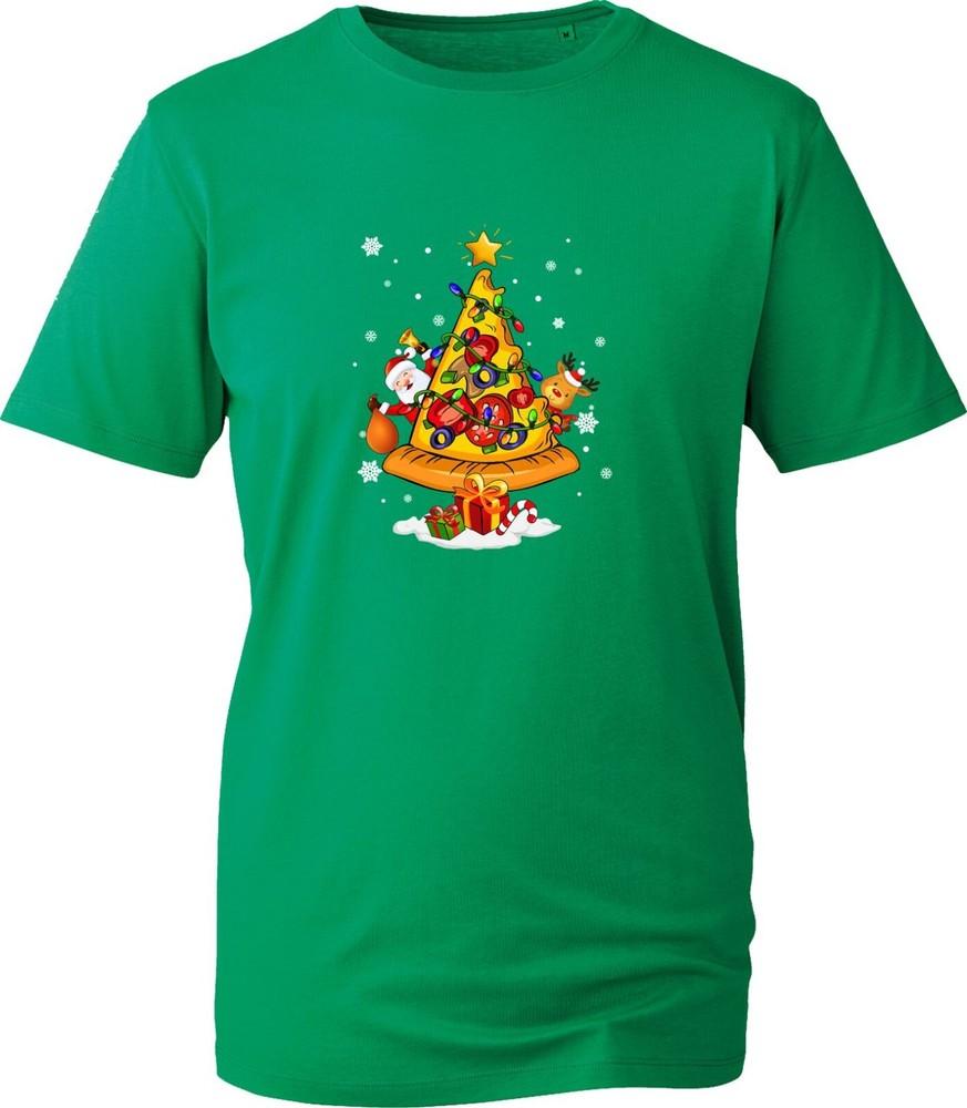 Merry Christmas Pizza Slice Xmas Tree Tshirt Funny Santa Food Lovers Xmas Top S