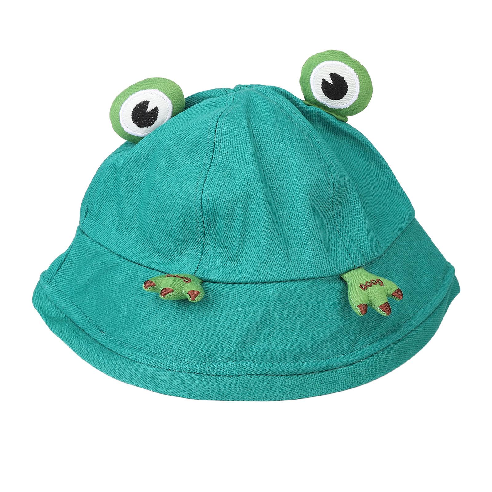 Chapeau Bob en Coton Unisexe Tendance Protection UV Large Bord Forme Animale Réglable Chapeau d'Été de Plage Green blue