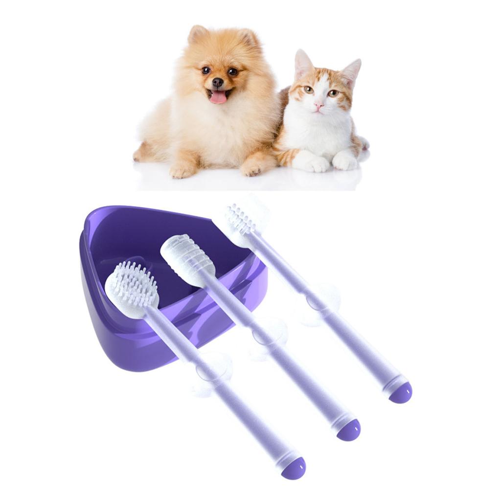 3Pcs Cat Toothbrush High Safety Silicone Durable Comfortable Grip Easy to Use Small Dog Toothbrush for Home Pet Store