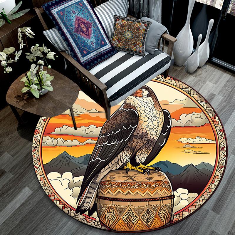 Eagle Round Area Rug,Carpet Rug for Living Room Bedroom Sofa Playroom Decor,Non-slip Floor Mat