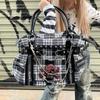 Borse da Donna Moda Y2k Nuova Originale Estetica Cartella a Quadri Tela Borsa a Spalla di Grande Capacità Carina Borsa a Shopper Ragazza Harajuku