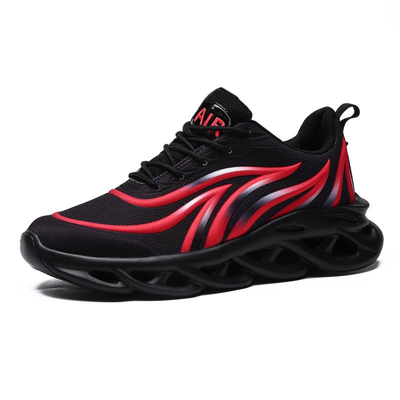 Fashion Men's Flame Printed Sneakers Flying Weave Sports Shoes Mesh Breathable Comfortable Running Shoes Outdoor Men Athletic Shoes