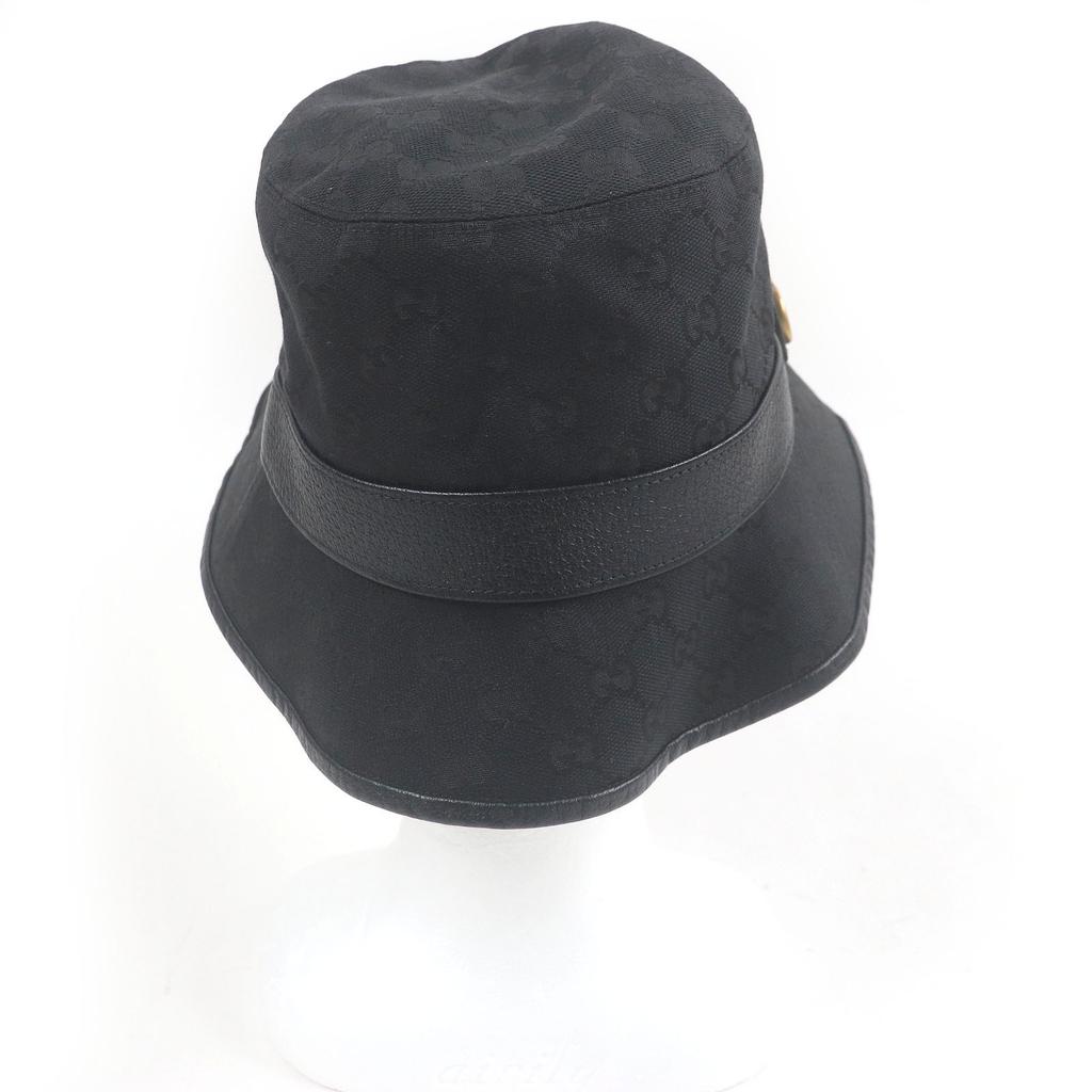 Great GUCCI Hat GG Canvas GG Marmont Bucket Black Polyester Mens 576587 Used