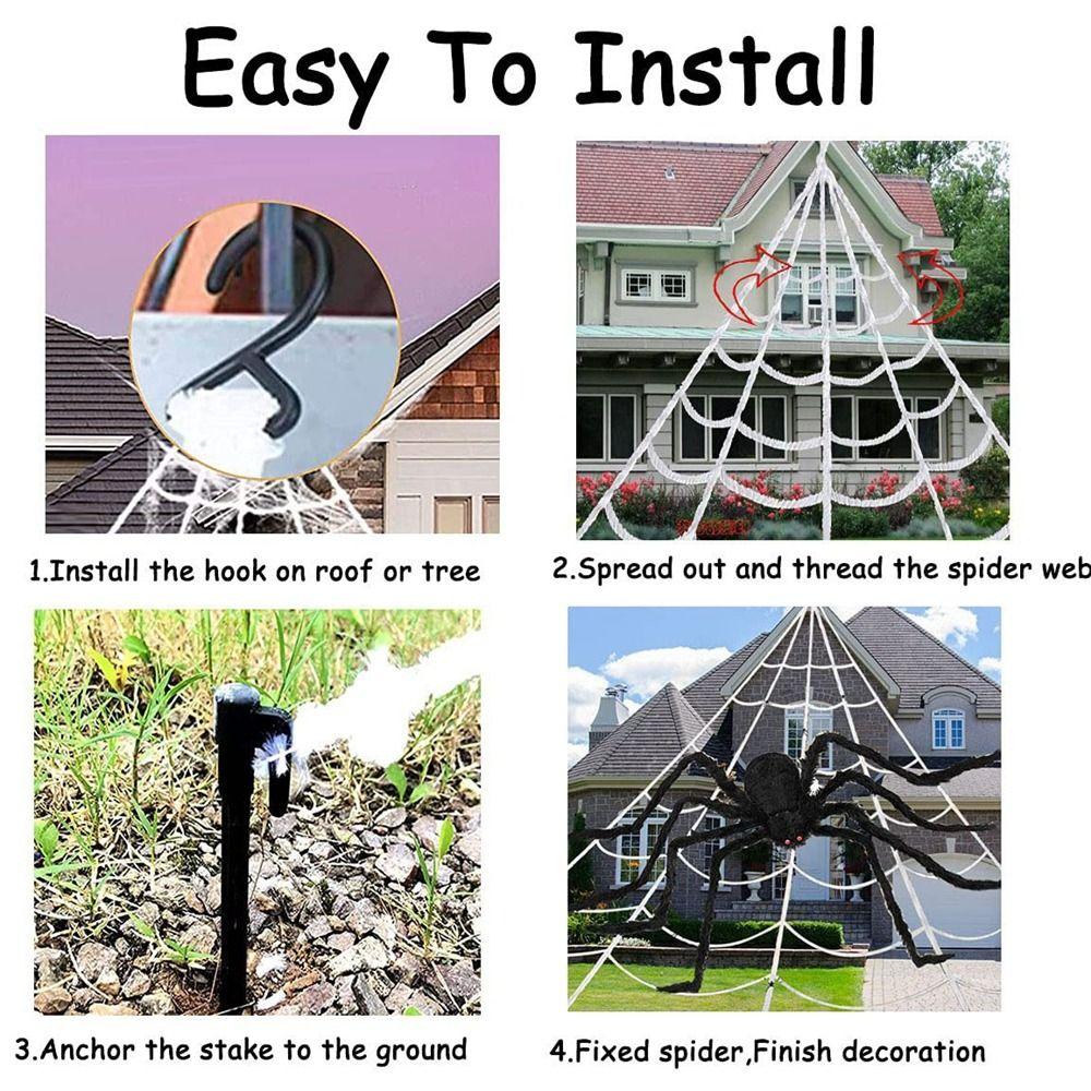 Extra Large Halloween Triangle Spider Web 5M/7M Plush Spider Web Giant Spider Web  Halloween Party