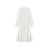 Qiushui Yiren Elegant V-Neck Jacquard Lantern Sleeve Dress
