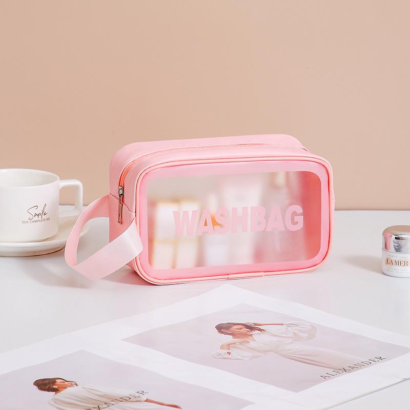 Large Waterproof Frosted Makeup Bag with Wet/Dry Separation, Portable Handheld Design
