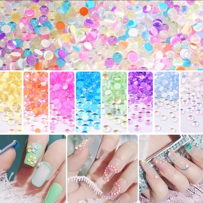 Crystal Glass Mocha Semicircular Pearl Nail Bead Diy Nail Art Man Fish Bead Beauty Mobile Phone Accessories