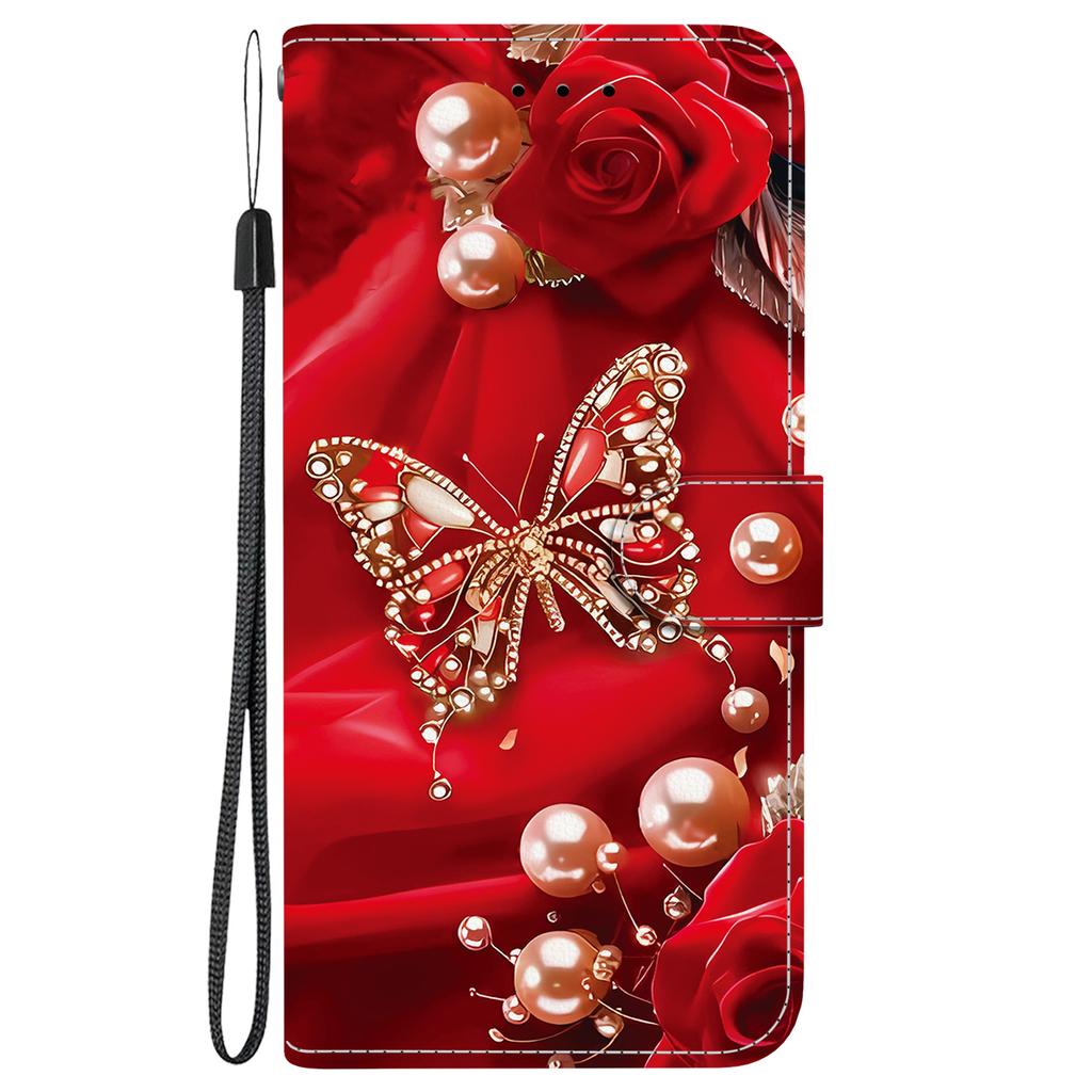 Handmade PU Leather Flip Case for Honor X6a Anti-Slip Shockproof Cover with Wrist Strap & Heart/Rose Cat Designs