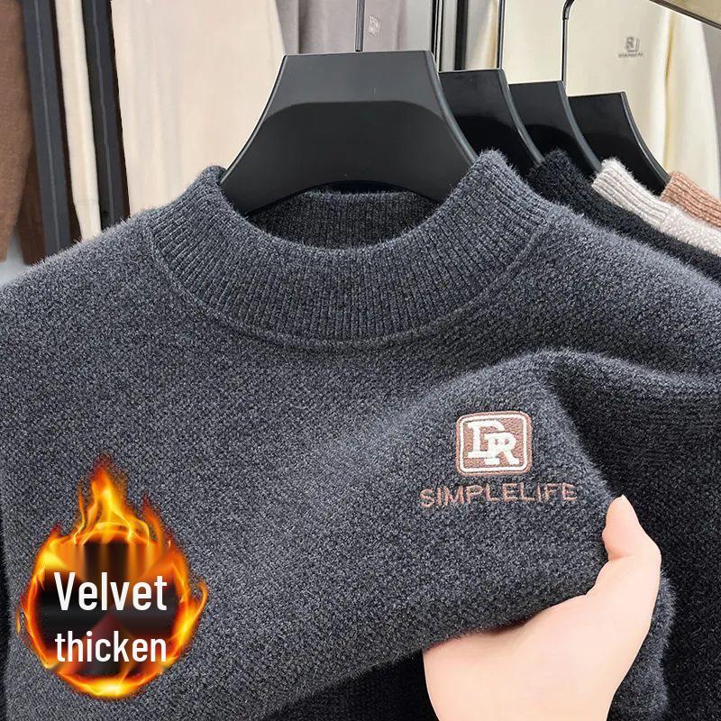 

Мужской цельный свитер крупной вязки из толстого флиса для зимнего тепла 4XL (180-205 jin)