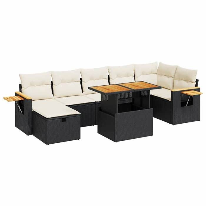 VidaXL Salon de jardin 5 pcs avec coussins noir résine tressée, ensemble de canapés d'extérieur, ensemble de canapé d'angle 3328141