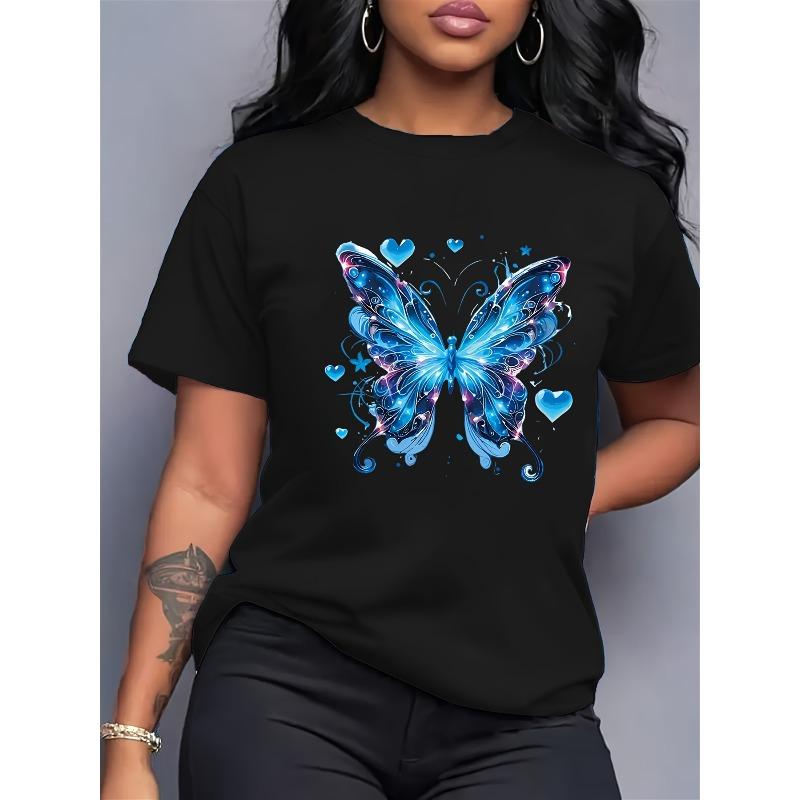 

European Size European Size Women s T-Shirt - Classic Fit, Soft Breathable, Casual Daily Wear,Soft, Classic Crew Neck 4XL чорний