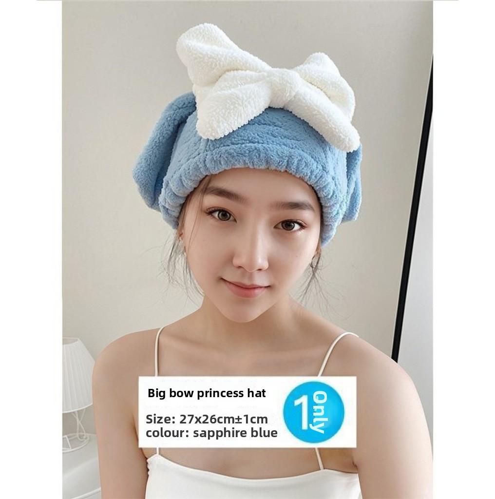 

Водопоглощающая Быстросохнущая Женская Модная Домашняя Бархатная Шапочка-бант для сушки волос Шапочка для душа 25 * 28CM plus or minus 1-2CM сапфир синий