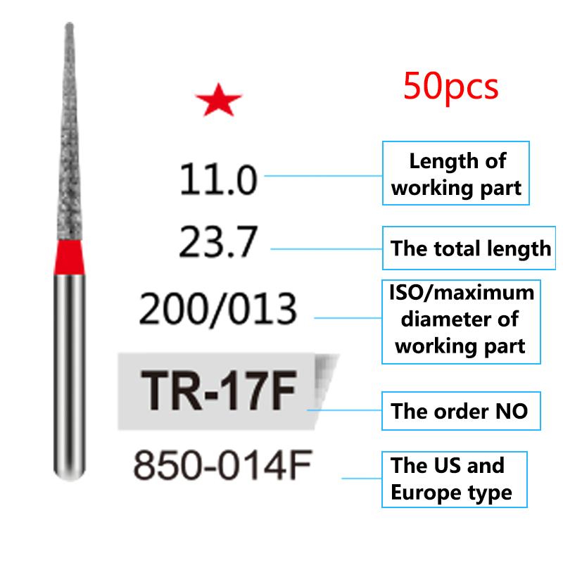 50Pcs Dental Diamond Burs Drill FG 1 6Mm For High Speed Handpiece Denspay Polishing Whitening Lab Material
