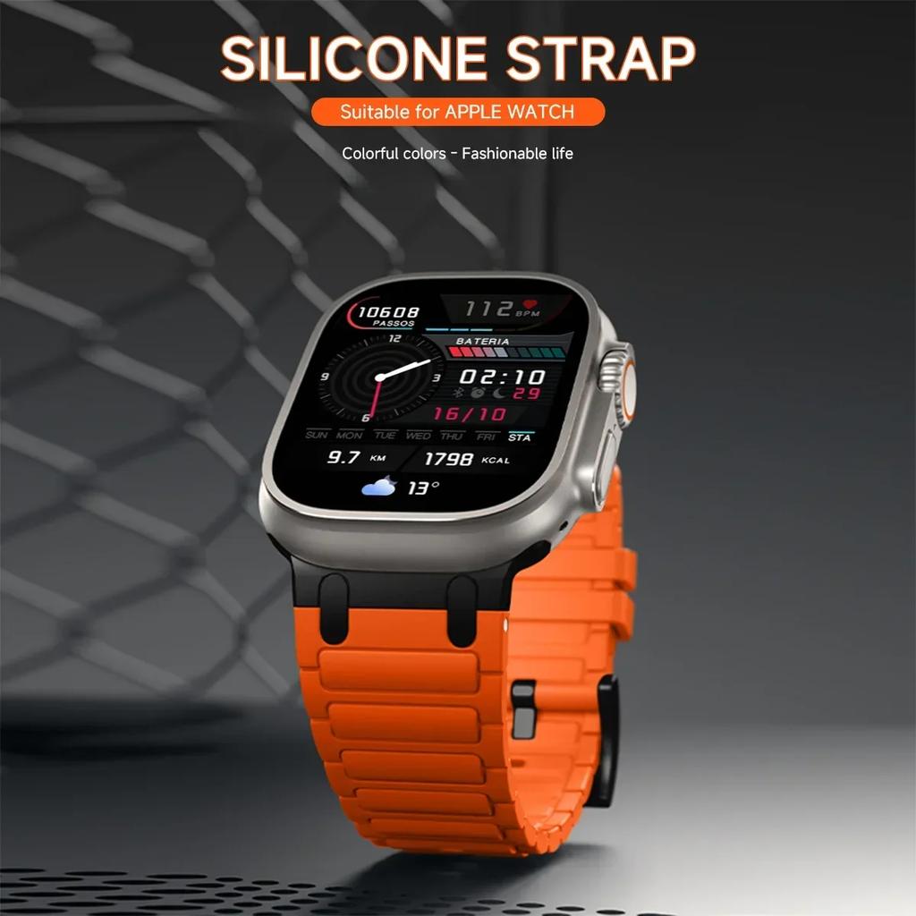 Silicone Strap for Apple Watch Band Ultra 2 49mm 46mm 44mm 45mm 42mm 41mm 40mm 38mm for Iwatch Series 10 9 8 7 6 5 4 3 2 1se