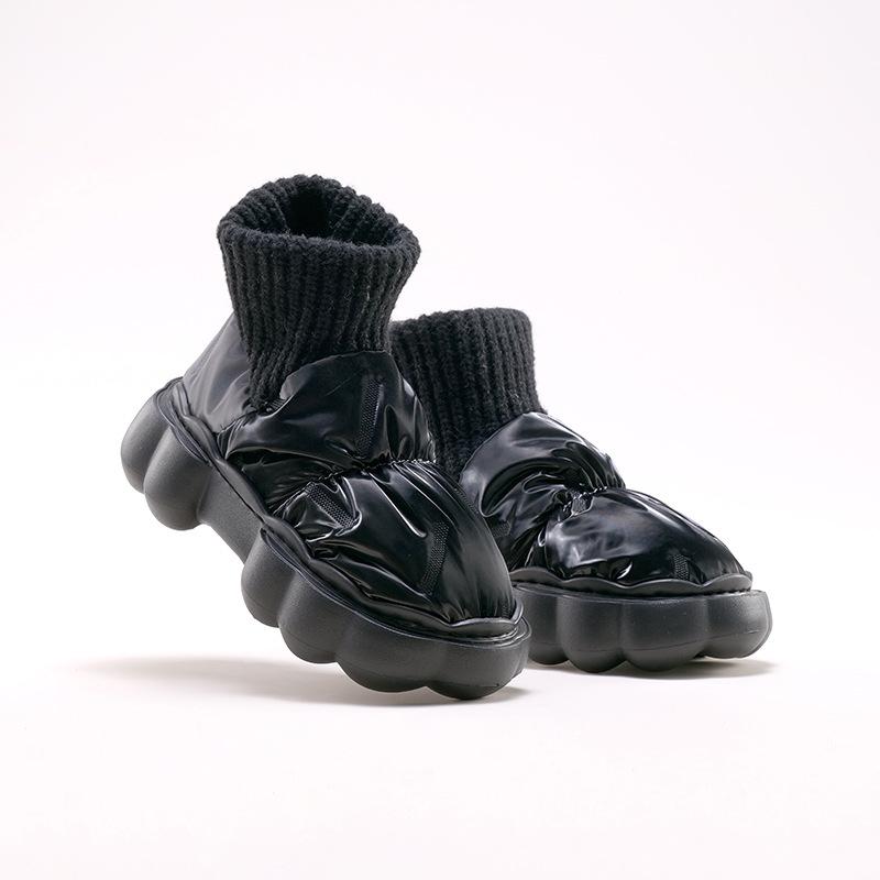 Зимние высокие пушистые плюшевые туфли домашняя теплая обувь женская подарочная домашняя удобная обувь 3637 чёрный 2915₽