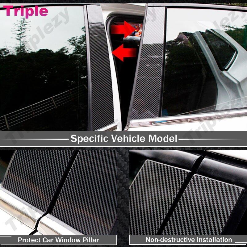 8Pcs Glossy Black/Carbon Fiber Car Door Window Center BC Pillar Post Cover Trim Sticker For Nissan X-Trail Xtrail T31 2008-2012