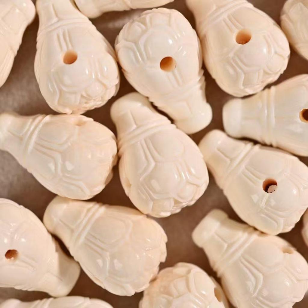 Mammoth Ivory Lotus Buddha Beads: Translucent Wenwan Bracelet Accessories