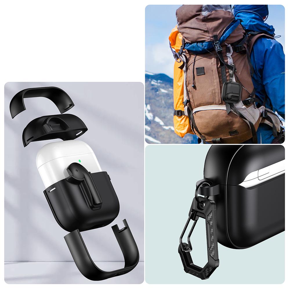 For AirPods 4 Case Colorful Lock Buckle Shockproof TPU + PC Earphone Cover with Carabiner