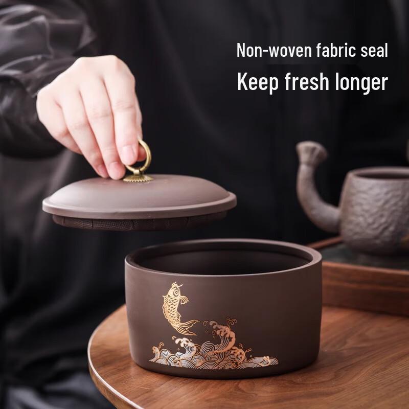 Zisha Purple Clay Tea Storage Jar with Abundance Design