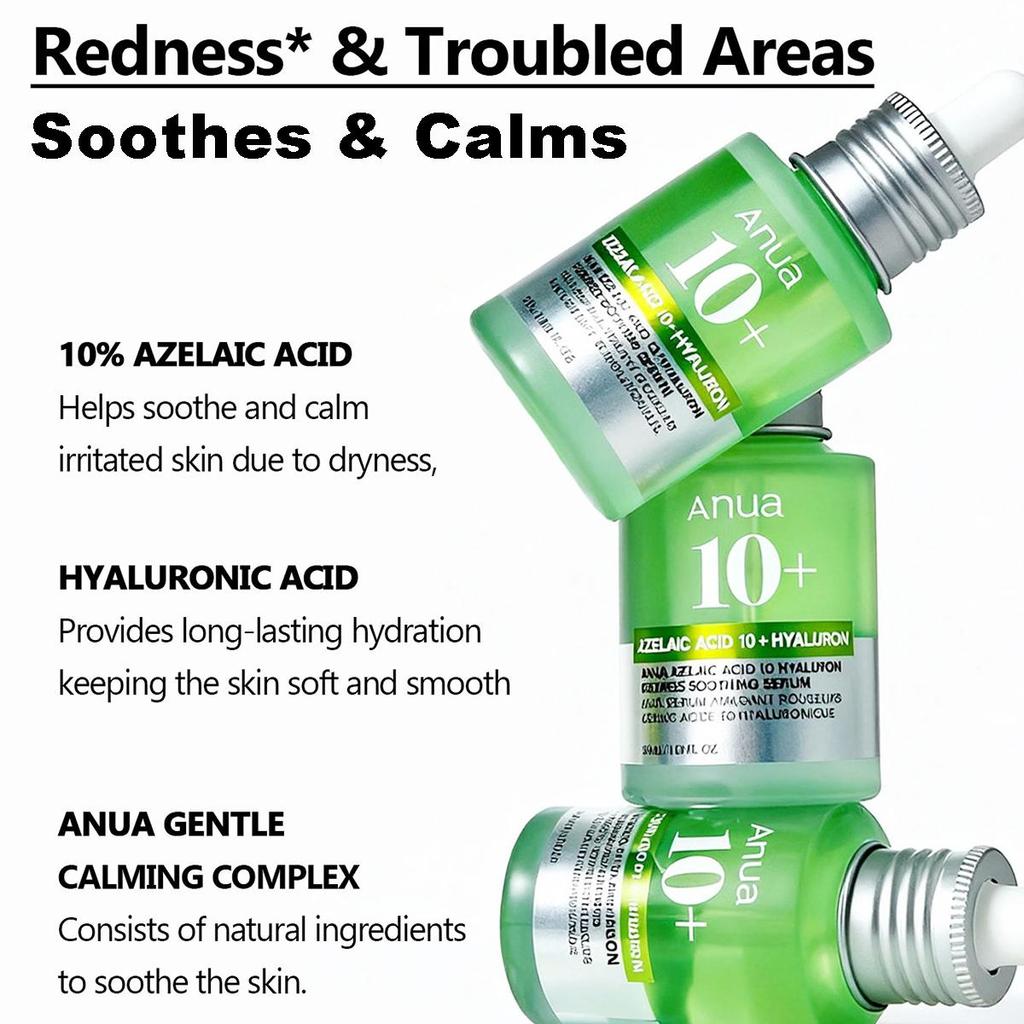 Anua AZELAIC HYALURON SOOTHING SERUM 30ML, Soothing Calming, Hydrating, Improve Texture, Non-Sticky, K-Beauty, Korean Makeup
