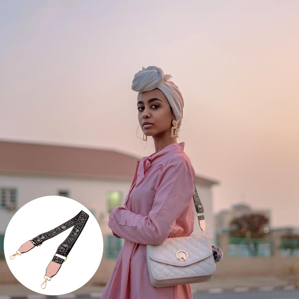 LIFKOME Shoulder Strap, Bag Belt, Single Replacement, Floral Print, Thick, Wide, 3.7cm, Adjustable Length, Crossbody, Ethnic Embroidery, Stylish,