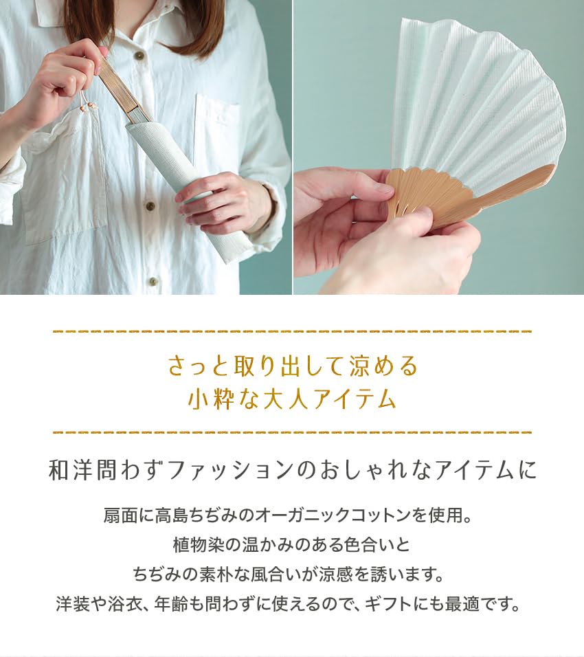 Stylish Business Fan with Fan Bag and Handkerchief Set [Osaka Choseido] Women's (Blue)