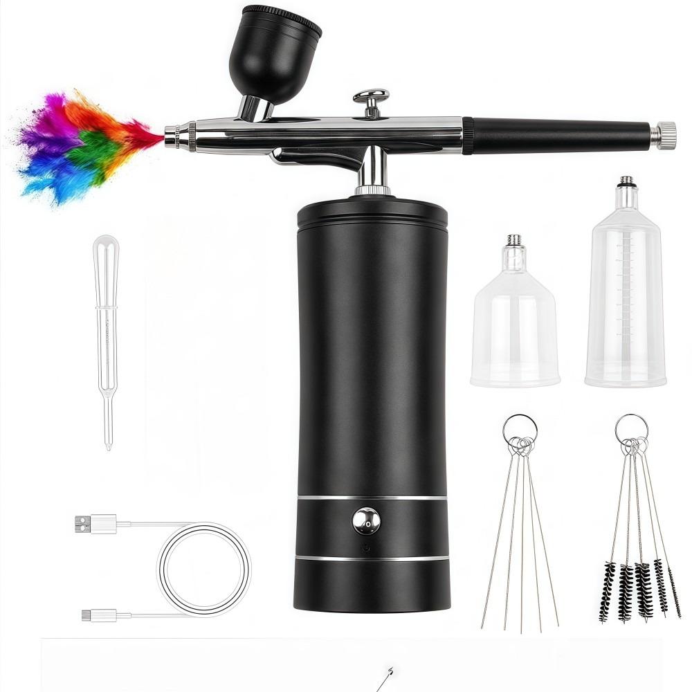Multifunctional Airbrush Kit with Air Compressor 2 Gears Handheld Nail Charms Wireless Air Brush Rechargeable Portable