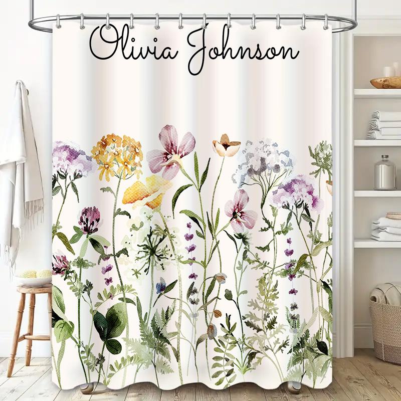 Personalized Customized Shower Curtain Personalization for Women Bath Decor Floral Print Home Decoration Gift Idea Bathroom Acce