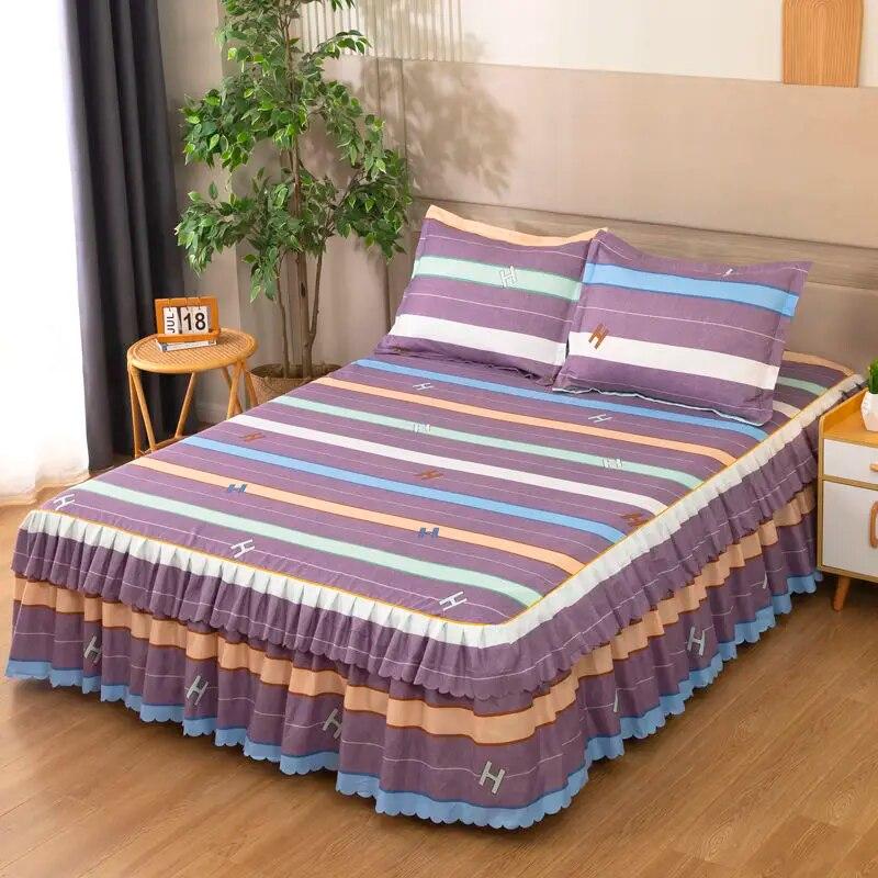 

Корейская версия Ins в пасторальном стиле, двухслойный кружевной противоскользящий чехол для кровати, приятный для кожи, юбка для кровати, защитный чехол, пылезащитный чехол 120x200bed skirt 1pc