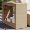 VidaXL Garden Side Table Wood Top, Coffee Table, Outdoor Patio Backyard Terrace Furniture, Beige Resin 366308