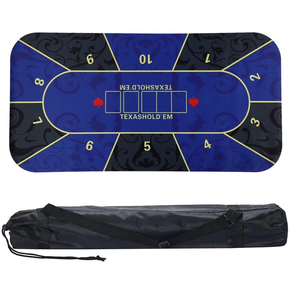 Trading Card Heaven Poker Mat Texas Play Mat Casino with Storage Bag 90 x Hold'em (Dark Blue, 180cm)