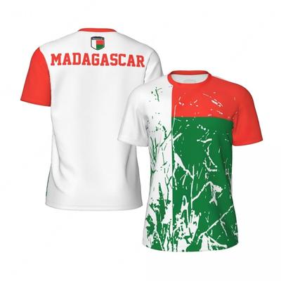 T-shirt z wzorem flagi Madagaskaru, drukowany 3D, męska modna odzież sportowa z godłem narodowym, piłkarska, codzienna i wygodna, z krótkim rękawem