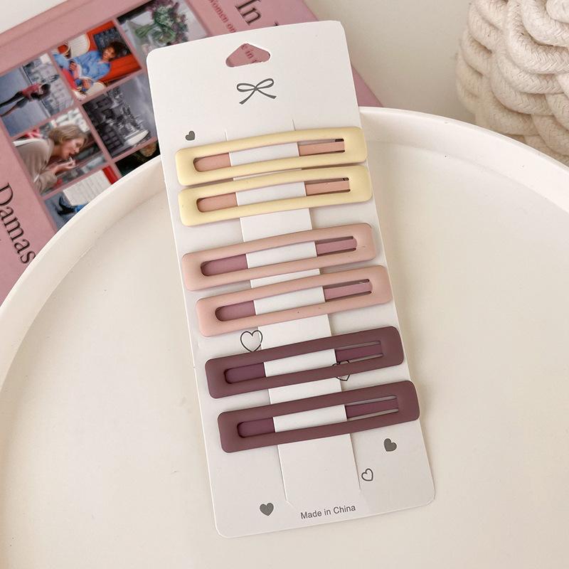 

6 упаковок ~ Простая матовая заколка для волос bb Милая боковая заколка для волос Головной убор Милая девушка Сетчатая красная карточка для волос