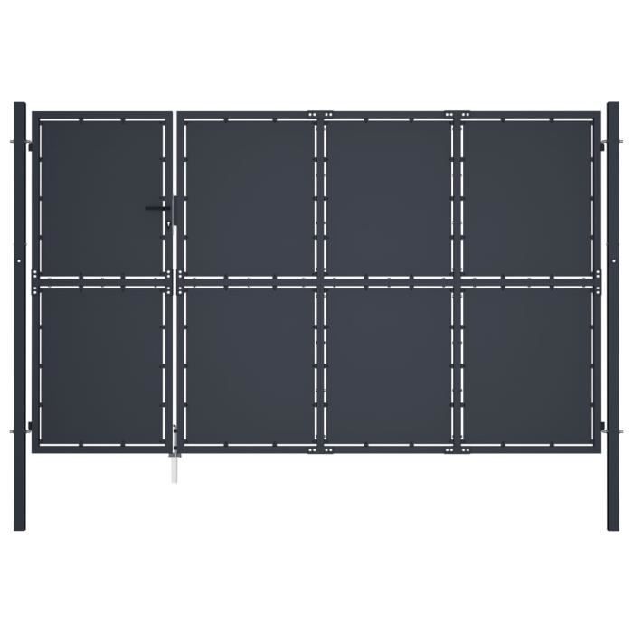 Portail de jardin - VIDAXL - Acier - 350 x 175 cm - Anthracite - Sécurisé et durable