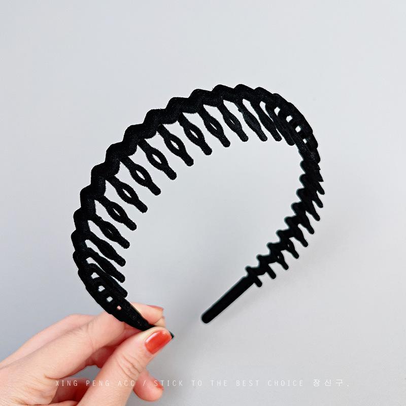 Washing Face Headband for Women Flocking Headband with Teeth Broken Hair Tidying Hair Pressing Non-slip Hairpin Headdress
