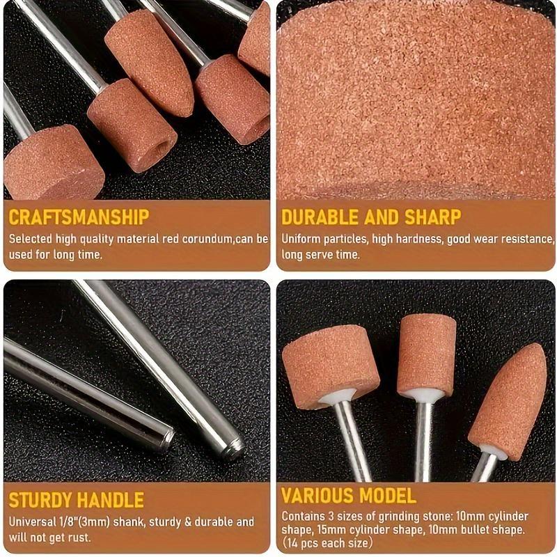 42pcs/set Diamond Grinding Stone Set with 1/8" Handle - Polishing Abrasive Tool Kit for Metal, Ceramic, Hard Floors Metal Finishing