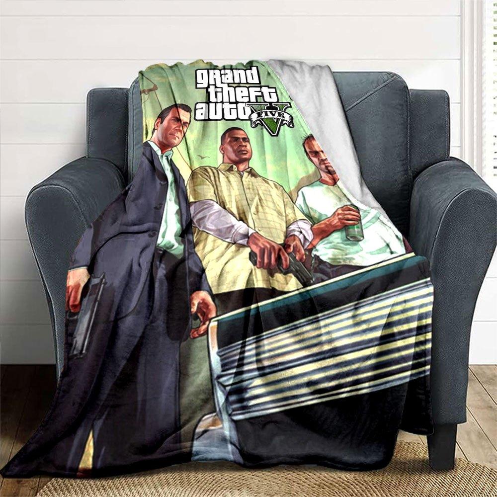 1pc Grand Theft Auto Soft Flannel Blanket with Designer Print A cozy blanket for all seasons, perfect for the couch, bed, office