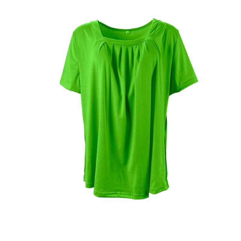 T-shirt d'été à manches courtes pour femmes, plissé, à col carré, grande taille, couleur unie, haut ample, mode élégante pour le bureau, décontracté simple
