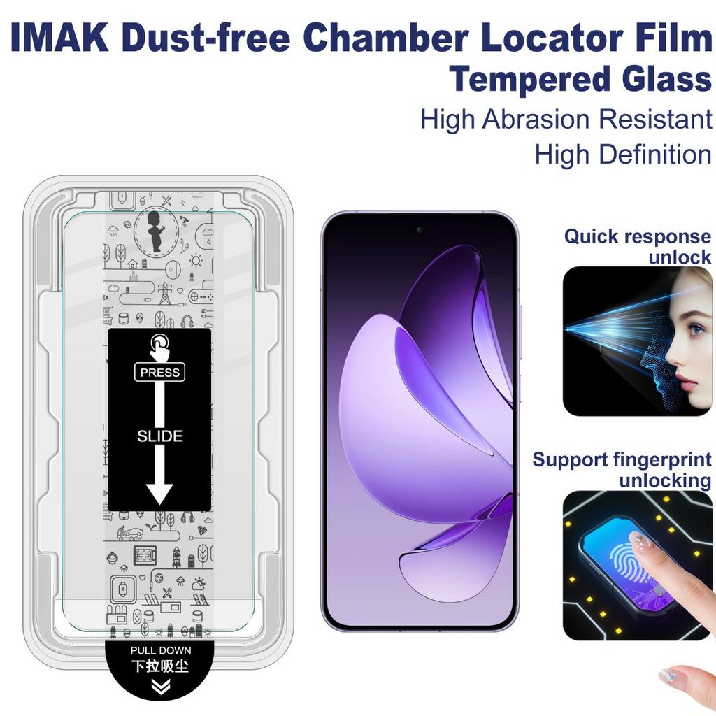 Seria IMAK H Dla Oppo Reno13 5G (Światowy) Szkło Hartowane Ochraniacz Ekranu Folia do Instalacji Bez Pyłu (Odblokuj odcisk palca)