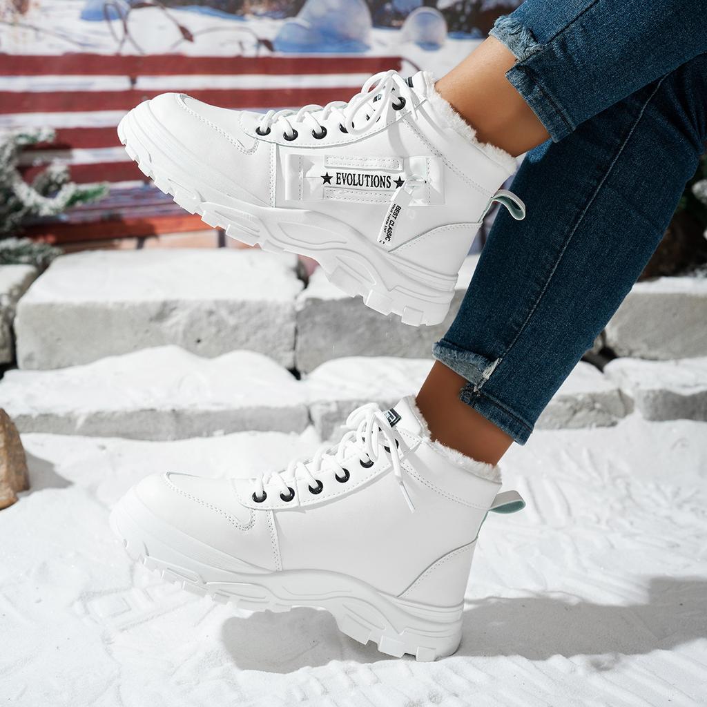 Female Height Increasing Boots, Children's Plus Size Fashionable Cotton Boots, Thick Soled Height Increasing Boots, Cold Resistant and Warm Snow Boots
