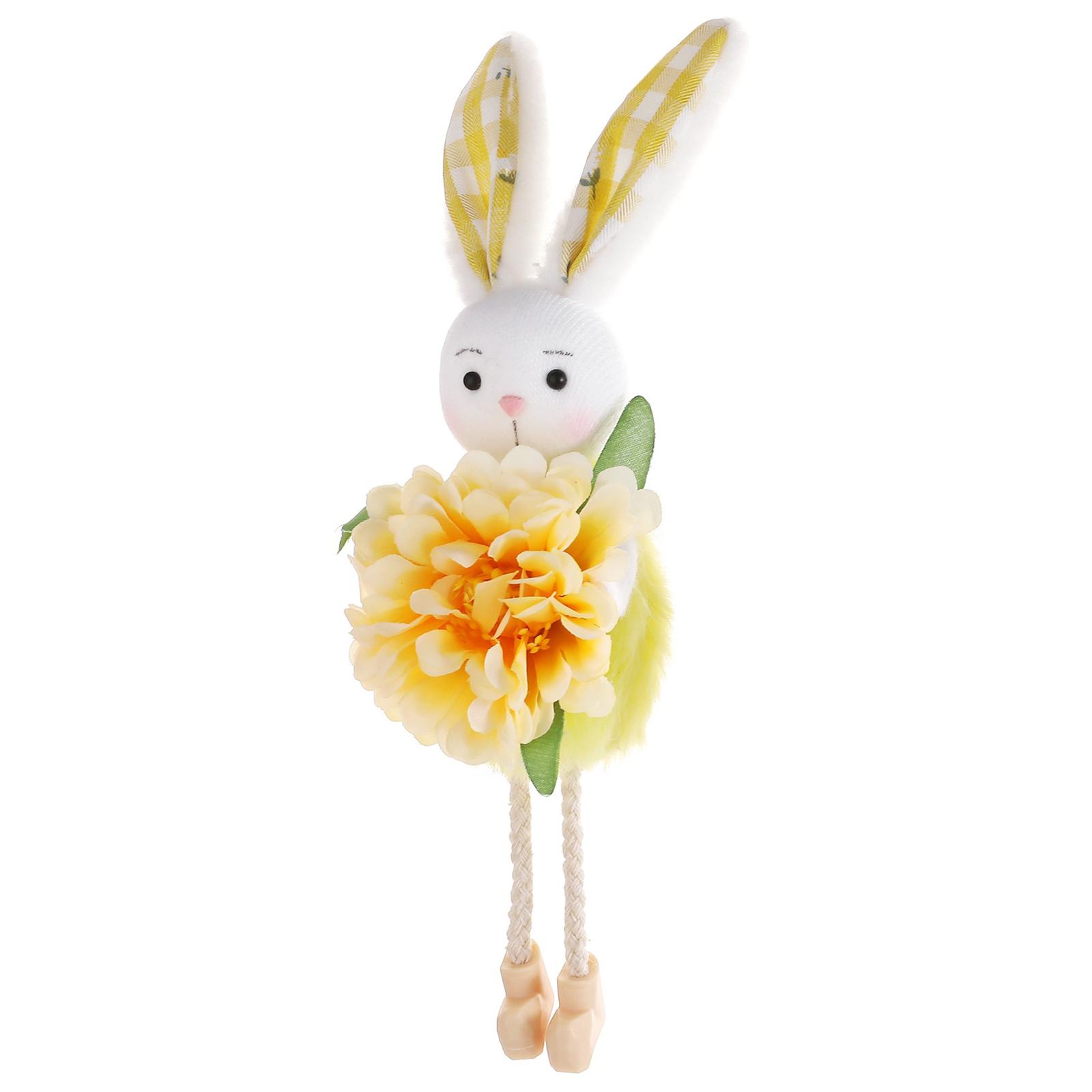 

Resin Spring Tiered Tray Centerpieces with Dangling Legs Soft Easter Rabbit Pendant Idea Gift for Birthday Table Shelves Home жовтий