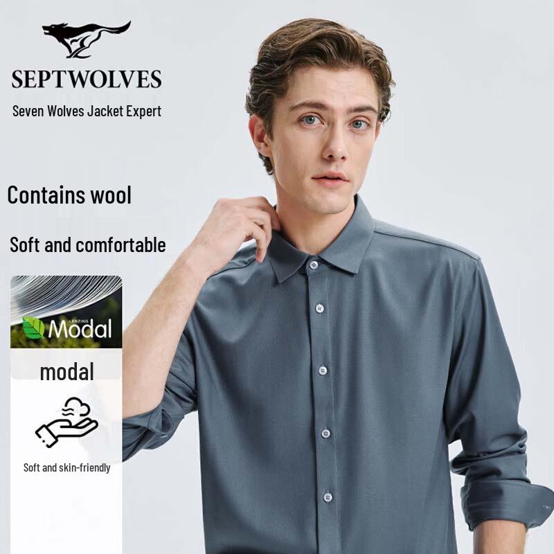 

SEPTWOLVES Мужская рубашка с длинным рукавом в стиле business casual L